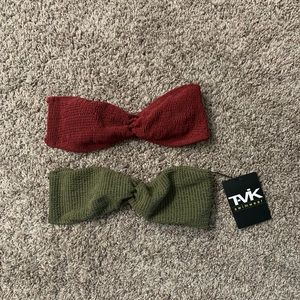 (2) Shirred Bandeau “Pipper” Bikini Tops